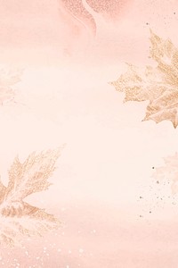 Leaf background, pink pastel botanical design vector