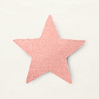 Paper craft pink star sticker psd