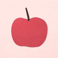 Paper craft red apple sticker vector