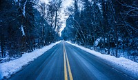 Free empty road in winter image, public domain CC0 photo.