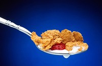 Free spoon of cereals & strawberry image, public domain food CC0 photo.