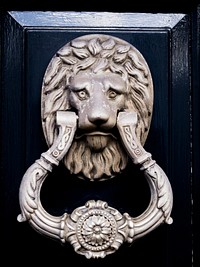 Lion door knocker, free public domain CC0 image.