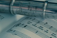 Free flute and musical note image, public domain instrument CC0 photo.