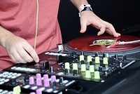 Free DJ playing the music image, public domain person CC0 photo.