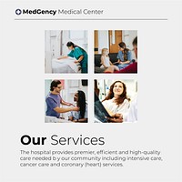 Medical services Instagram post template, healthcare vector