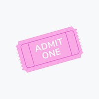 Admit one ticket scrapbook sticker in pink vector