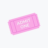 Admit one ticket scrapbook sticker in pink psd