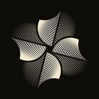 Flower geometric sticker, modern retro, black graphic design vector