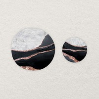 Aesthetic circle shape clipart, black marble textured design