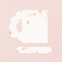 White mug clipart, terrazzo texture in pink gold vector