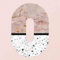 Marble O letter shape clipart, pink abstract texture vector