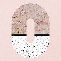Marble O letter shape clipart, pink abstract texture psd