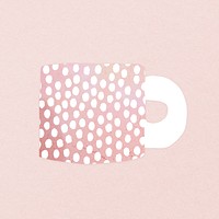 Polka dotted mug clipart, pink cute object vector