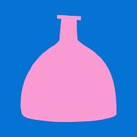 Pink vase sticker, home decor object in flat design vector