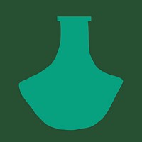 Green vase sticker, home decor object in flat design psd