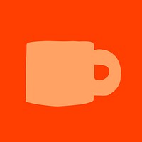 Orange mug clipart, 2D flat design object vector