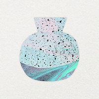 Aesthetic vase, blue terrazzo textured pottery vector