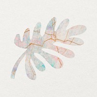Pastel leaf clipart, marble texture botanical, aesthetic collage element
