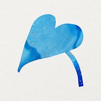 Blue heart leaf clipart, indigo botanical, aesthetic collage element