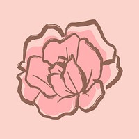Rose collage sticker, simple pink flower for scrapbook vector