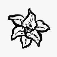 Black lily line art, simple graphic illustration