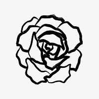 Rose collage sticker, simple black flower line art for scrapbook vector