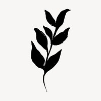 Leaf collage element, botanical black illustration for bullet journal vector