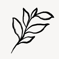 Leaf collage element, botanical black line art, minimal illustration vector