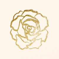 Gold rose line art, simple floral graphic illustration 