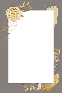 Aesthetic floral frame, simple rectangular design vector