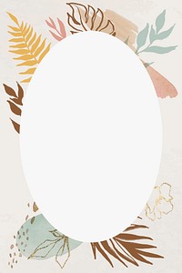 Simple leaf frame, vintage botanical hand drawn graphic design vector