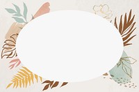 Minimal leaf frame, vintage botanical hand drawn graphic design vector