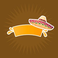 Mexican hat badge sticker, traditional style vector