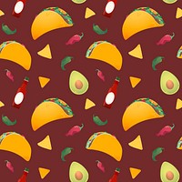 Mexican food seamless pattern background, vibrant colorful design