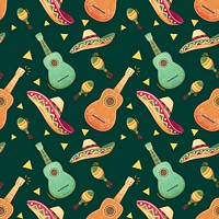 Mexican guitar seamless pattern background