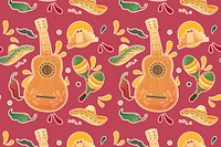 Guitar seamless pattern background, Mexican style vector