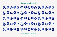 Ocean coral pattern brush, blue border vector, compatible with AI