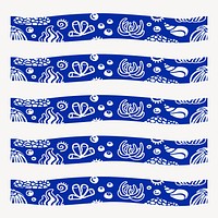 Sea creature pattern brush, blue border vector, compatible with AI