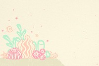 Aesthetic background, marine life border in pastel