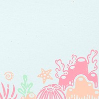 Coral reef illustration, marine life background in pastel