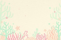 Aesthetic ocean background, marine life border in pastel