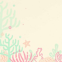 Sea life border background, ocean creature design in pastel vector