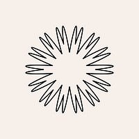 Simple floral ornament, minimal black graphic illustration, collage element vector