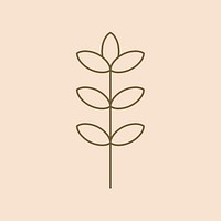 Leaf element illustration, simple botanical design psd