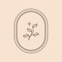 Aesthetic retro badge, flower ornament, minimal design illustration