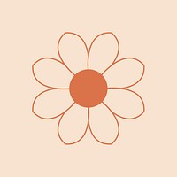 Minimal flower sticker, cute botanical collage element vector