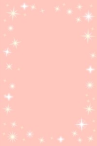 Sparkling stars frame, pink background, cute design borders vector