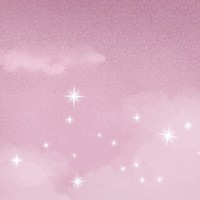 Pink aesthetic sky background, glittering stars design vector