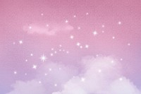 Aesthetic sky background, sparkling stars in pink design