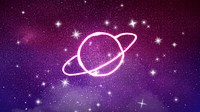 Aesthetic space HD wallpaper, saturn doodle in dark sparkling background 